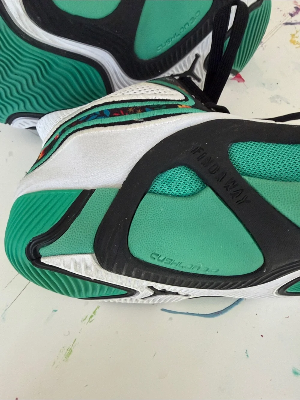 Jason Tatum Nike Kids White & Black Sneakers with Green Accents